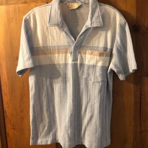 Mr. California Vintage 1960’s V Neck Shirt Sleeve Pullover Polo Nubby Shirt EUC